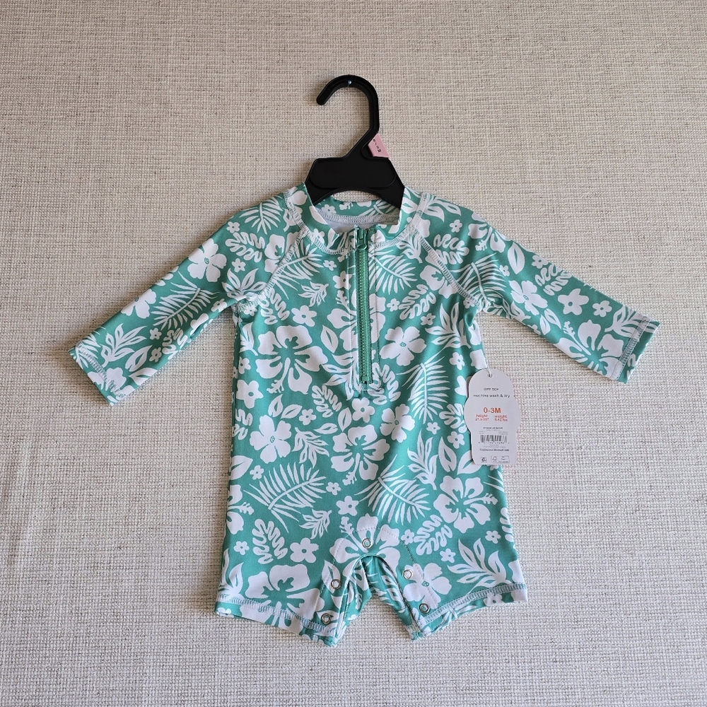 wonder nation baby rash guard onesie multicolored